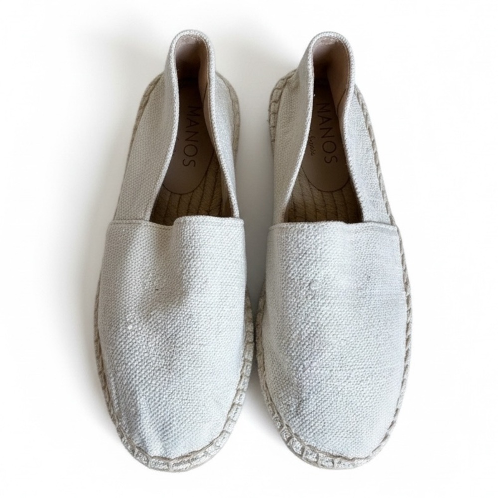 Nanos Canvas Espadrille Slip-On Flats Off-White Vacation Girls Size 4
